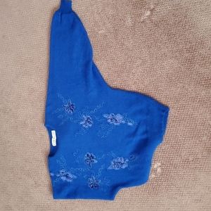 NWOT Women's Carducci royal blue embellished sweater, doleman sleeve, medium